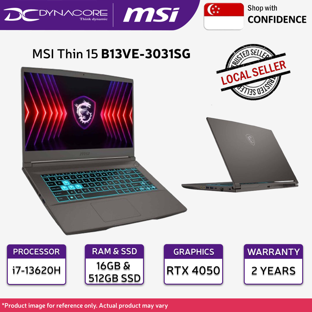 MSI THIN 15 B13VE-3031SG 15.6IN FHD I7 13620H 16GB 512GB SSD WIN 11 RTX4050 COSMOS GRAY - 9S7-16R831-3031