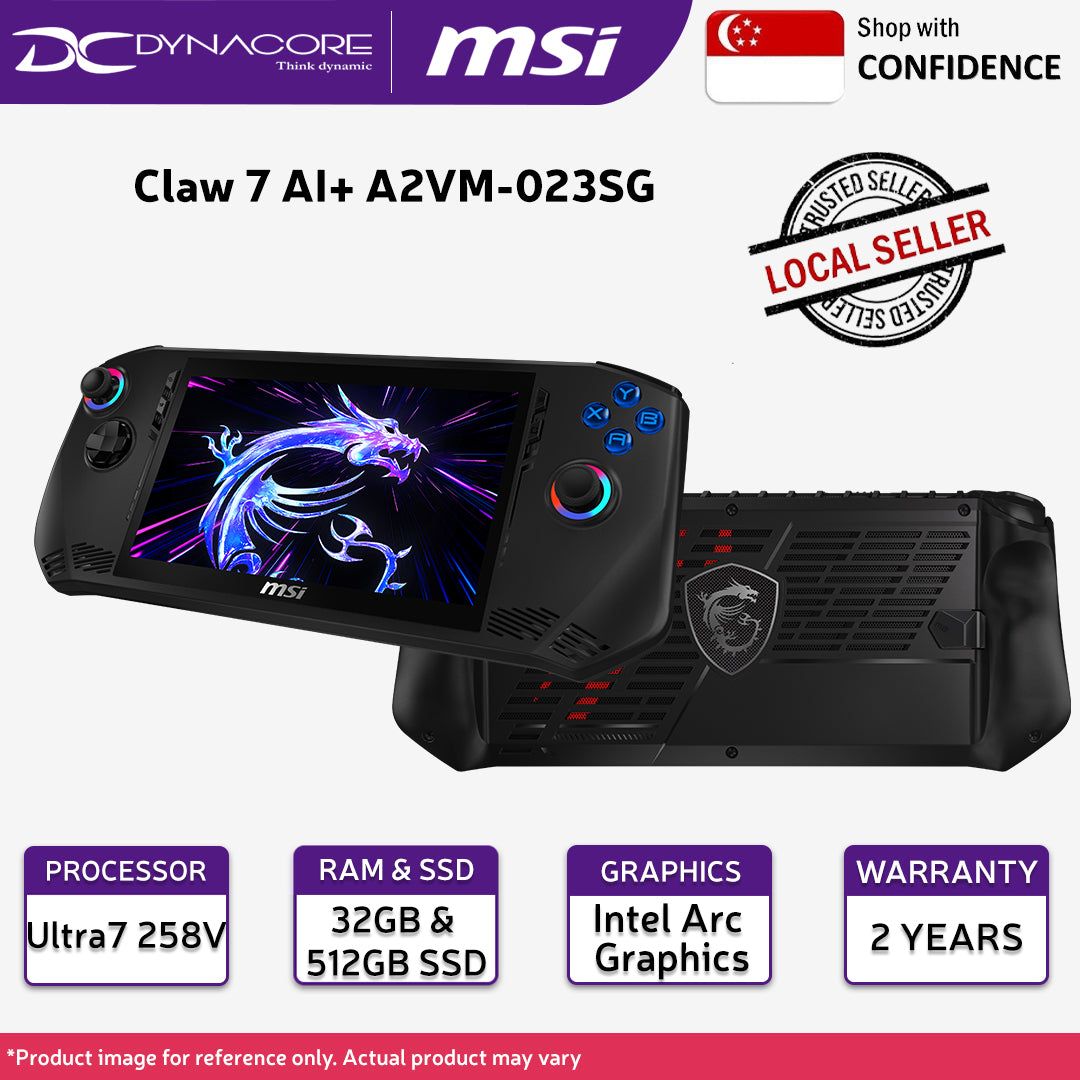 MSI Claw 7 AI+ A2VM-023SG (Intel Core Ultra7 258V/32GB/512GB /7" TOUCH-120Hz/WIFI-6E/W11H)2Years warranty - 9S7-1T4211-023