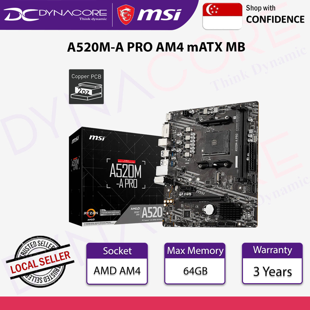 MSI A520M-A PRO AMD mATX Motherboard - 4719072749927