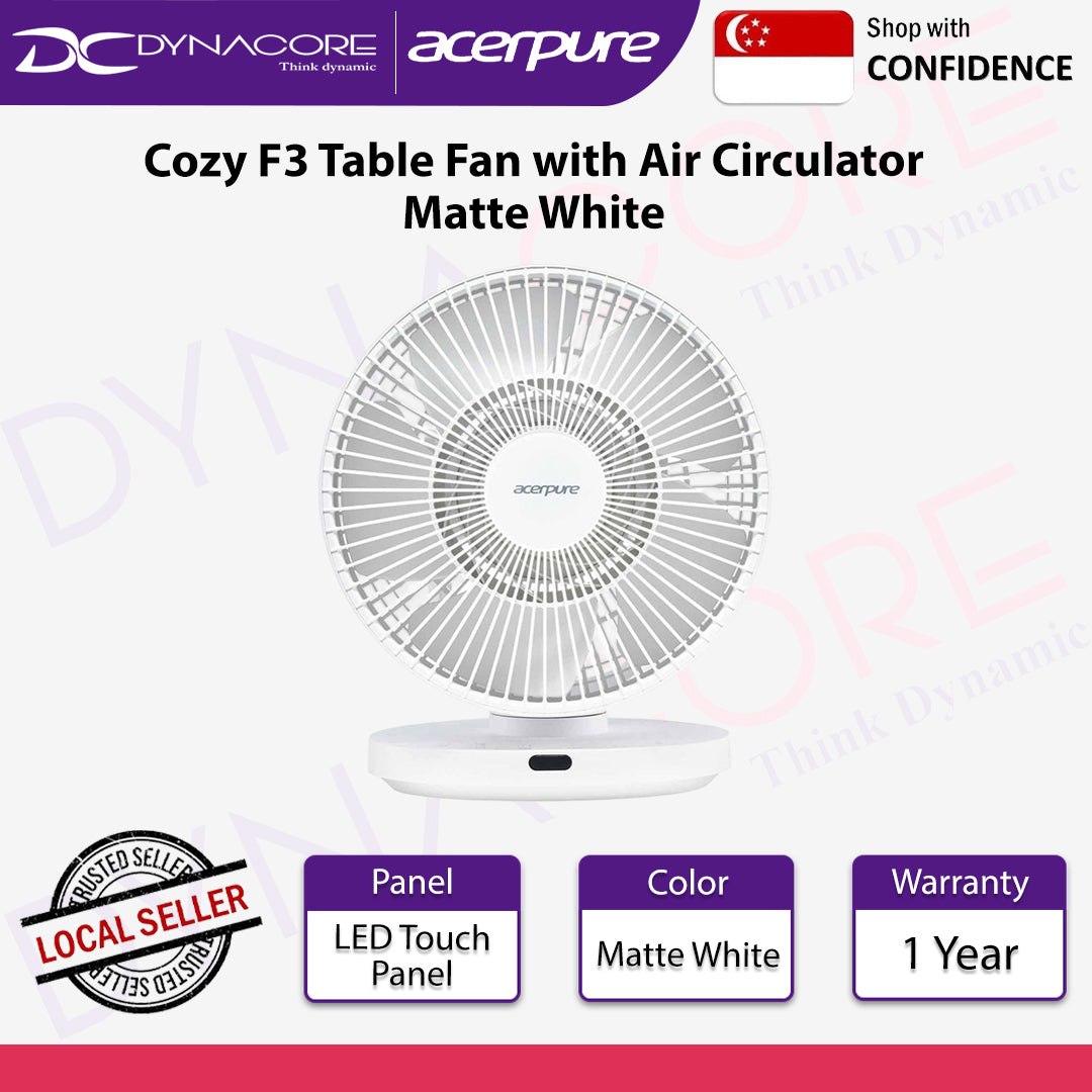 Acerpure Cozy F3 Table Fan with Air Circulator Matte White - 4711121783845-CLR