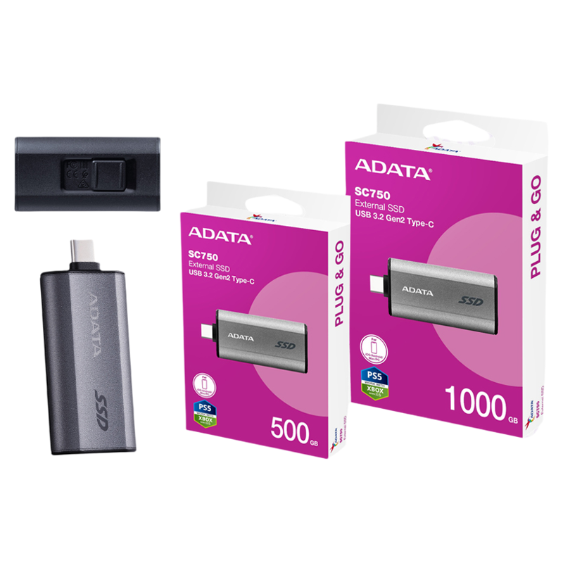 ADATA SC750 500GB / 1 TB External SSD - USB 3.2 Gen2 (USB 10Gbps)