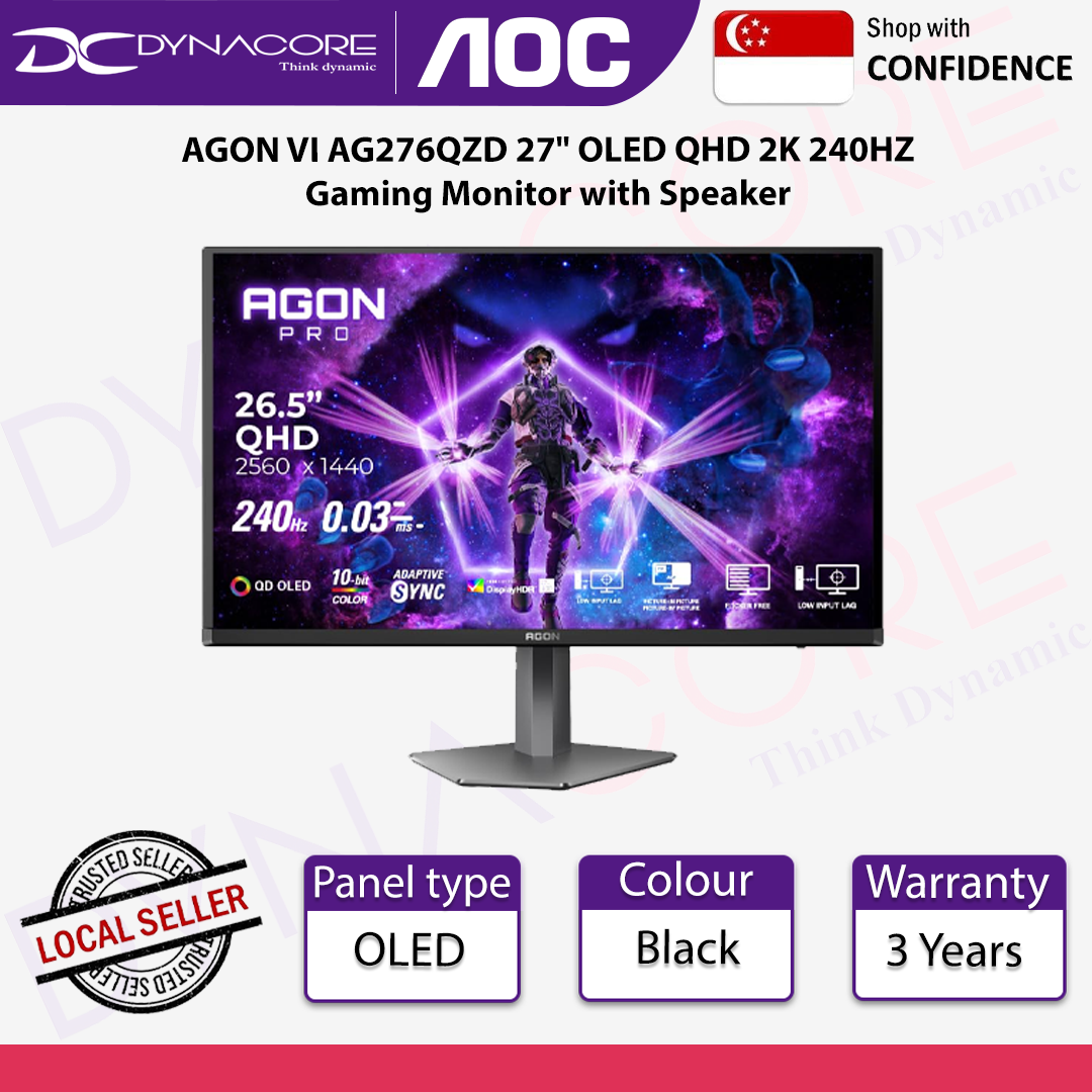 AOC AGON VI AG276QZD 27" OLED QHD 2K 240HZ Gaming Monitor with Speaker - AOCVIAG276QZD