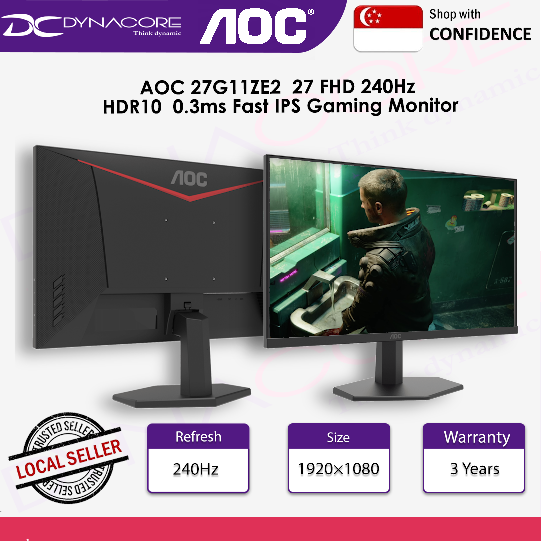AOC 27G11ZE2 27" 240Hz 0.3MS Fast IPS FHD Gaming Monitor with Adaptive Sync, HDR10 - AOC27G11ZE2