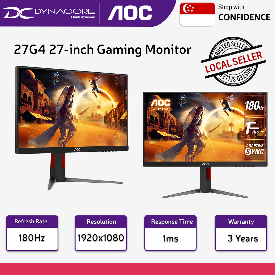 AOC 27G4 27" 180Hz IPS Gaming Monitor - fast IPS, Adaptive-Sync, 1ms, HDR10 - AOC27G4
