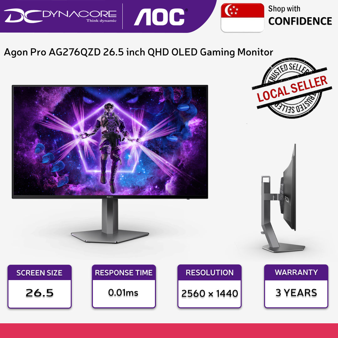AOC Agon Pro AG276QZD 26.5 inch Flicker Free Wall-Mount QHD OLED Gaming Monitor - AOCAG276QZD
