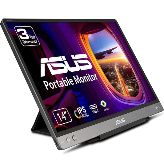 ASUS Zen Screen MB14AC Portable USB Monitor 14 inch, IPS Full HD, Hybrid Signal Solution, USB Type-C, Flicker Free - ASUSMB14AC