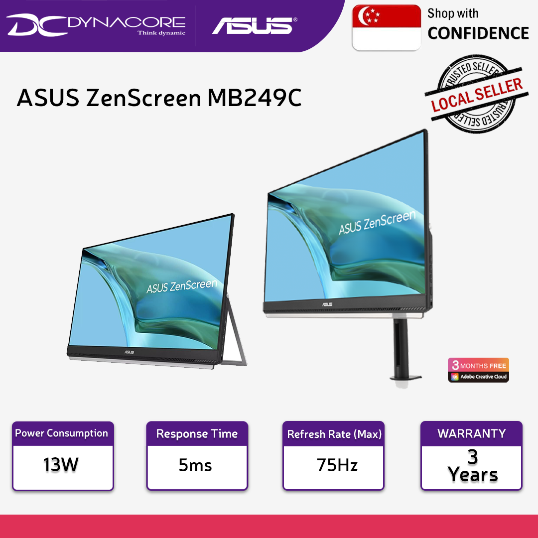 ASUS ZenScreen MB249C 24-inch FHD Portable monitor – IPS, anti-glare, USB-C®, speakers- ASUSMB249C