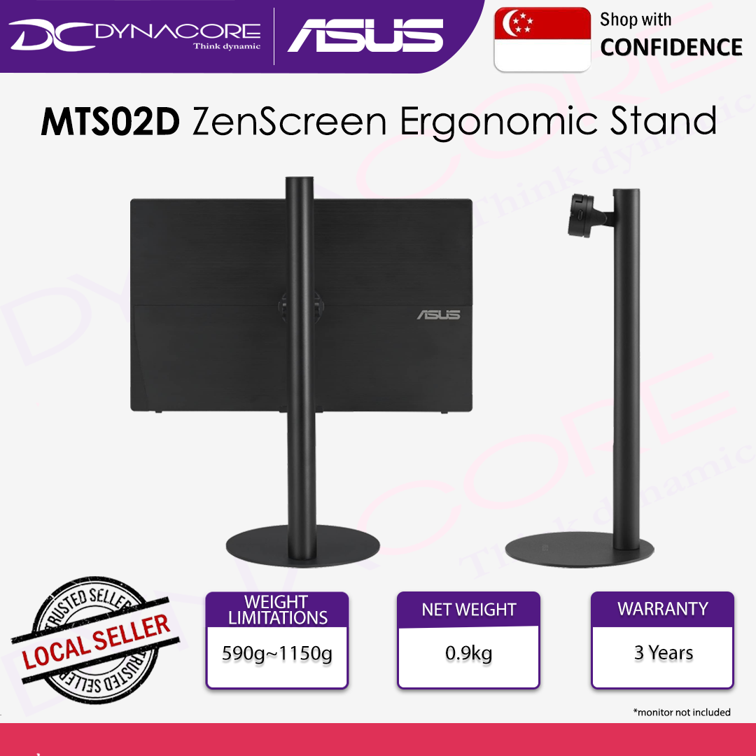ASUS ZenScreen Stand MTS02D - Ergonomic stand, Tilt, Pivot, Height adjustments, 1/4” Tripod Socket compatible - ASUSMTS02D