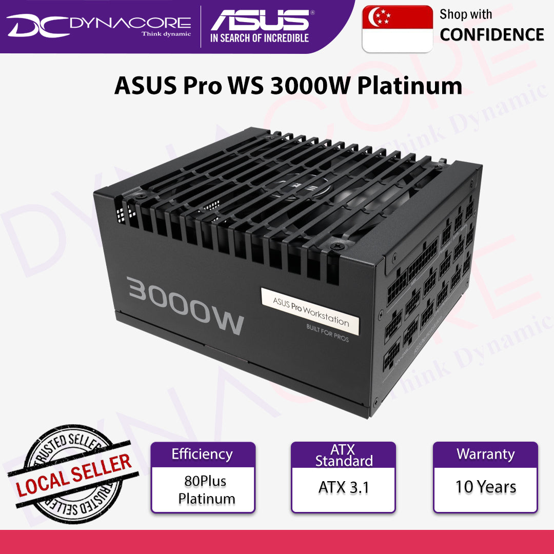 ASUS Pro WS 3000W ATX 3.1 PCIe® 5.1 80 PLUS Platinum Power Supply - 197105972797