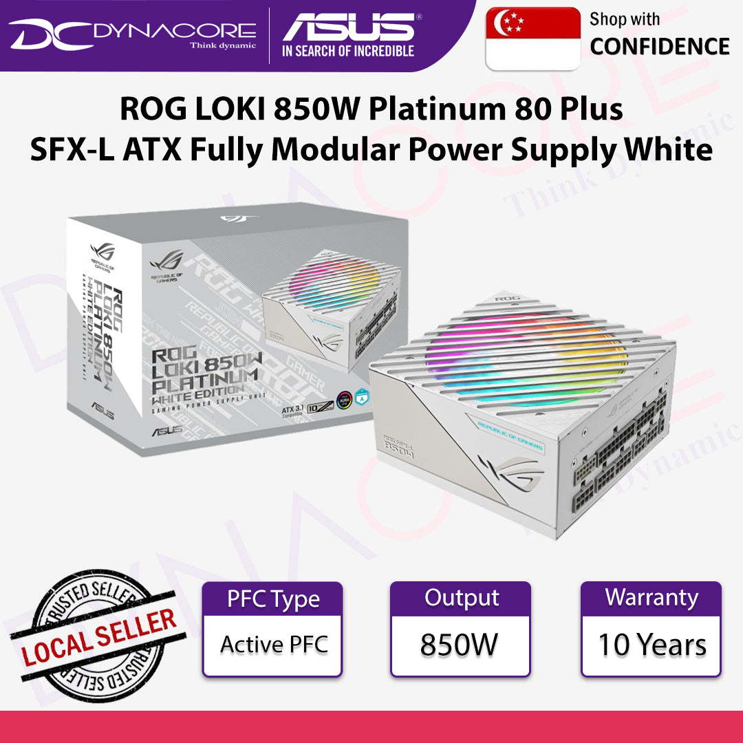 ASUS ROG LOKI 850W Platinum 80 Plus SFX-L ATX Fully Modular Power Supply White - 4711081722229