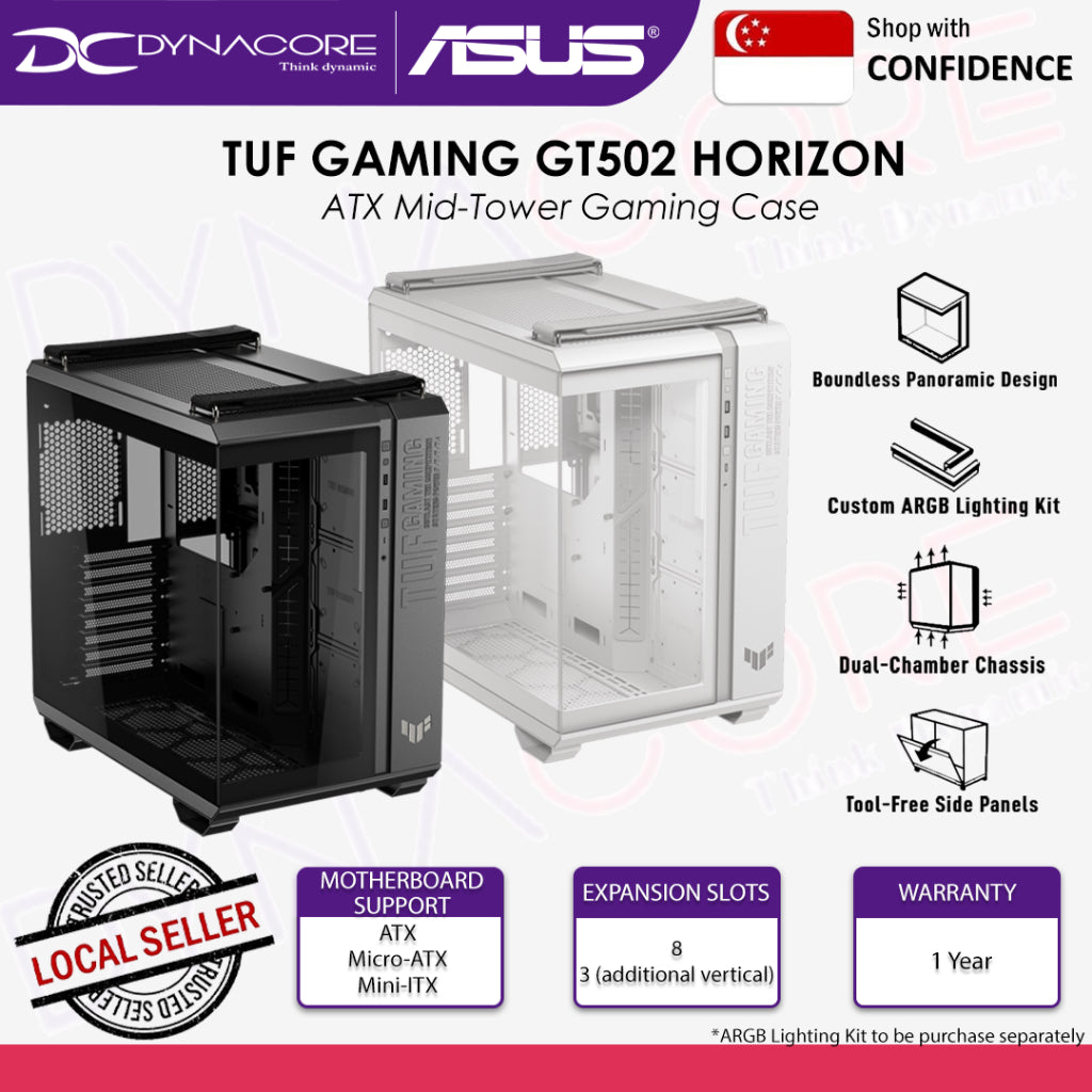 ASUS TUF GAMING GT502 HORIZON CASE BLACK / WHITE REPLACEMENT FOR GT502 (1Y) - 197105652712 / 197105652729