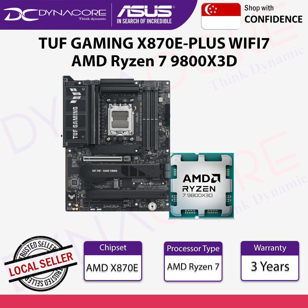 ASUS TUF GAMING X870E-PLUS WIFI7 Motherboard & AMD Ryzen 7 9800X3D Processor