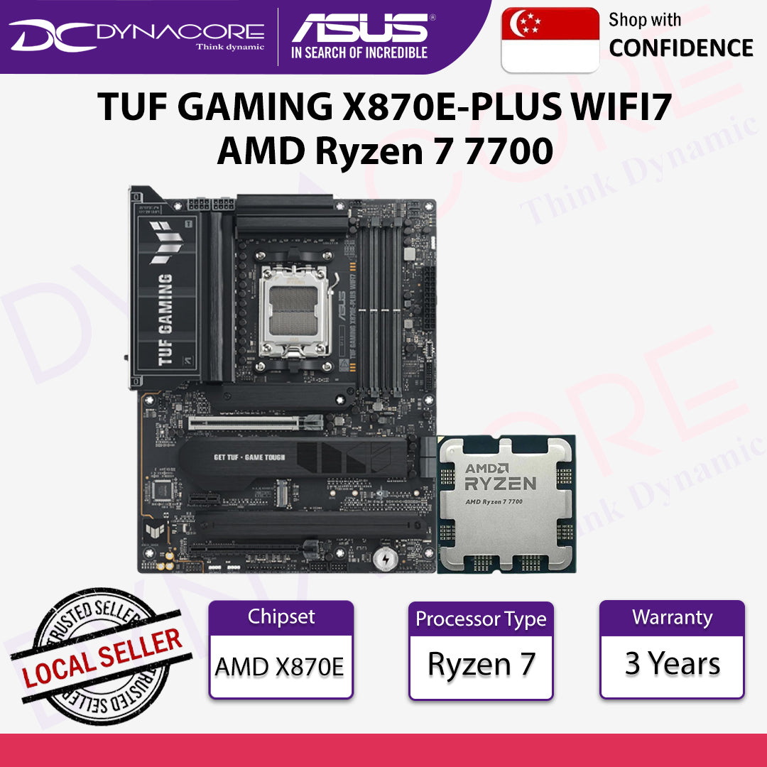 ASUS TUF GAMING X870E-PLUS WIFI7 Motherboard & AMD Ryzen 7 7700 Processor