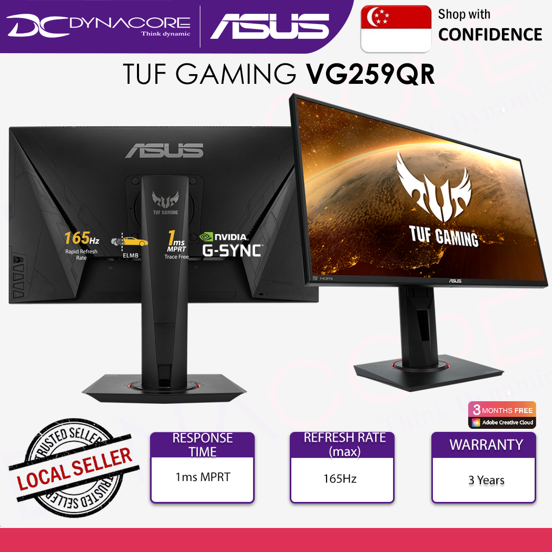 ASUS TUF Gaming VG259QR Gaming Monitor – 24.5 inch Full HD (1920 x 1080), 165Hz, Extreme Low Motion Blur™, G-SYNC Compatible ready, 1ms (MPRT), Shadow Boost -ASUSVG259QR