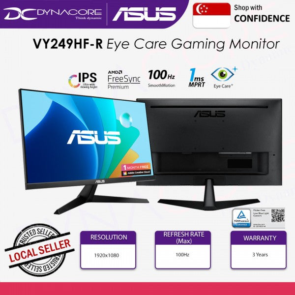 ASUS VY249HF-R 24-inch IPS 100Hz FHD Eye Care Gaming Monitor – 1920 x 1080, 1ms (MPRT), Adaptive Sync, Eye Care Plus - ASUSVY249HF-R
