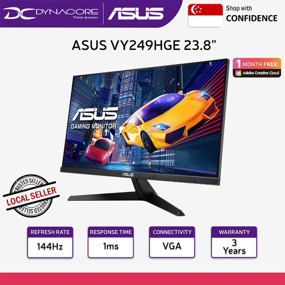ASUS VY249HGE 23.8" FHD 144HZ IPS 1MS Free Sync Gaming Monitor with Eye Care, Blue Light Filter - ASUSVY249HGE