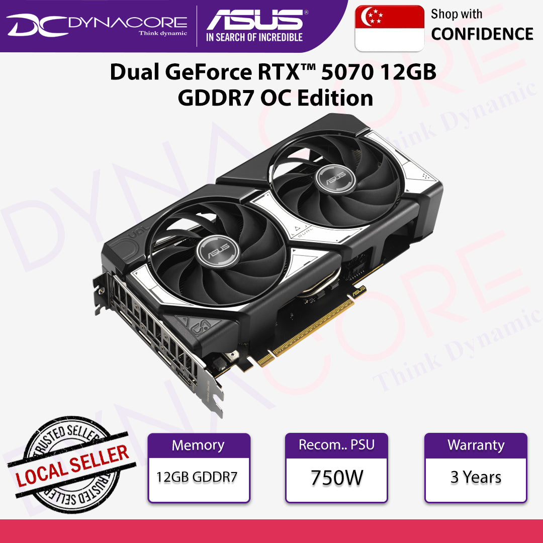 ASUS Dual GeForce RTX™ 5070 12GB GDDR7 OC Edition Graphics Card - 199291046214