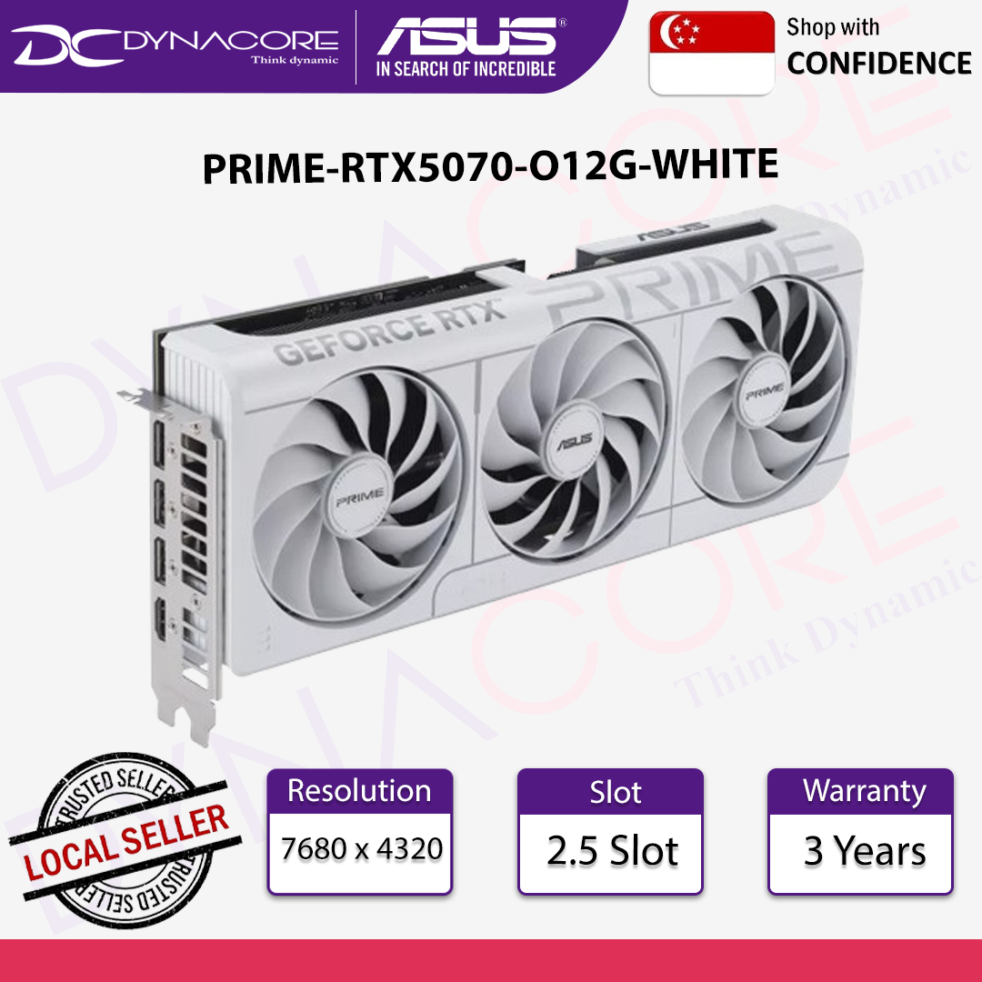 ASUS GeForce PRIME RTX5070 White OC Edition 12GB Triple Fan GDDR7 GPU - 4711636046121