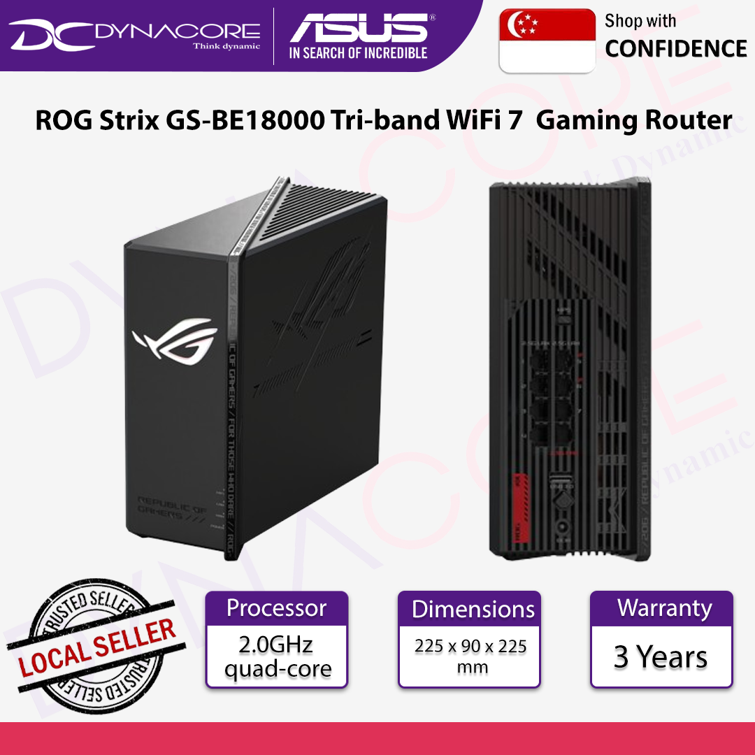 ASUS ROG Strix GS-BE18000 Tri-band WiFi 7 (802.11be) AiMesh Gaming Router - GS-BE18000