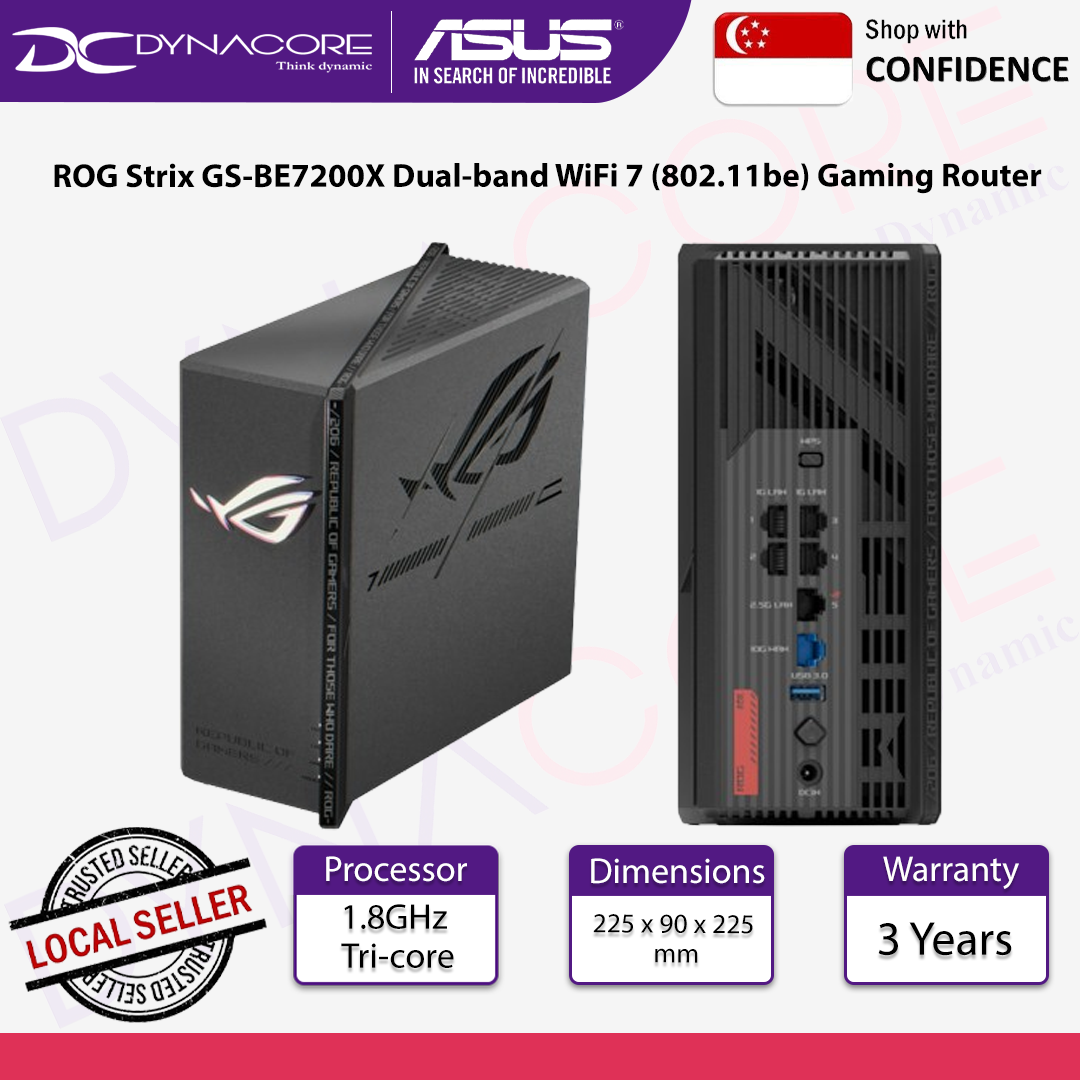ASUS ROG Strix GS-BE7200X Dual-band WiFi 7 (802.11be) Gaming Router - Support new 4096-QAM, 10G port - 4711636099547
