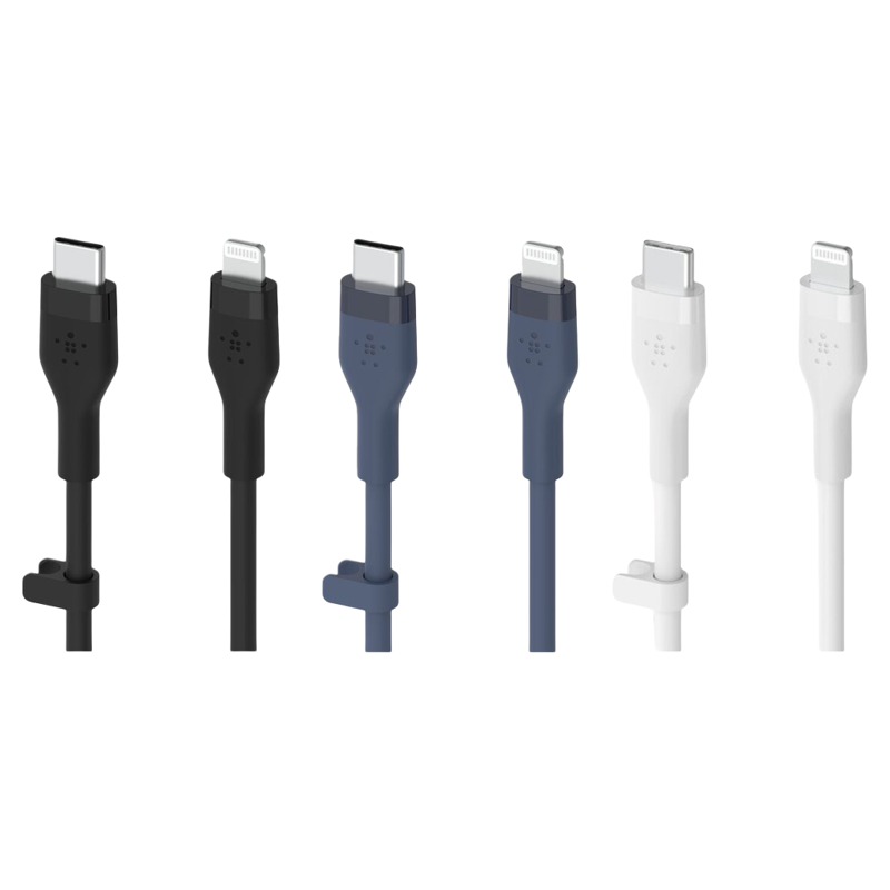 Belkin BoostCharge Flex USB-C Cable with Lightning Connector - (Black / Blue / White)