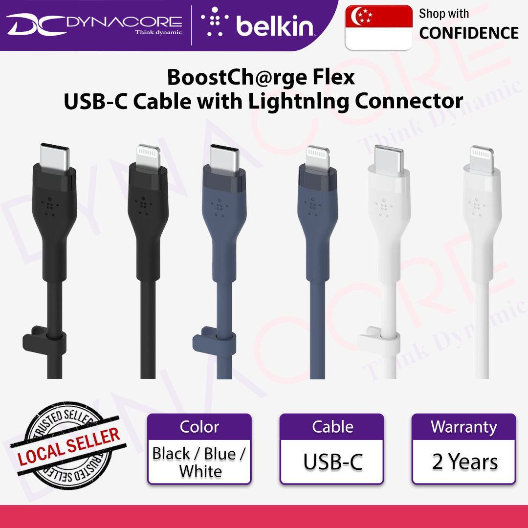 Belkin BoostCharge Flex USB-C Cable with Lightning Connector - (Black / Blue / White)