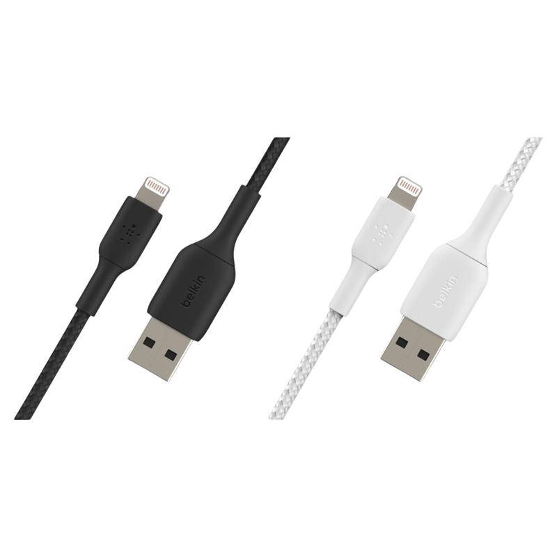 Belkin BoostCharge Braided Lightning to USB-A Cable - 1m (Black / White)