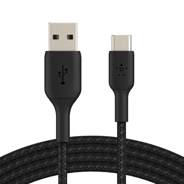 Belkin CAB002bt2MBK BoostCharge Braided USB-C to USB-A Cable 2m/6.6ft (Black) - 745883788583