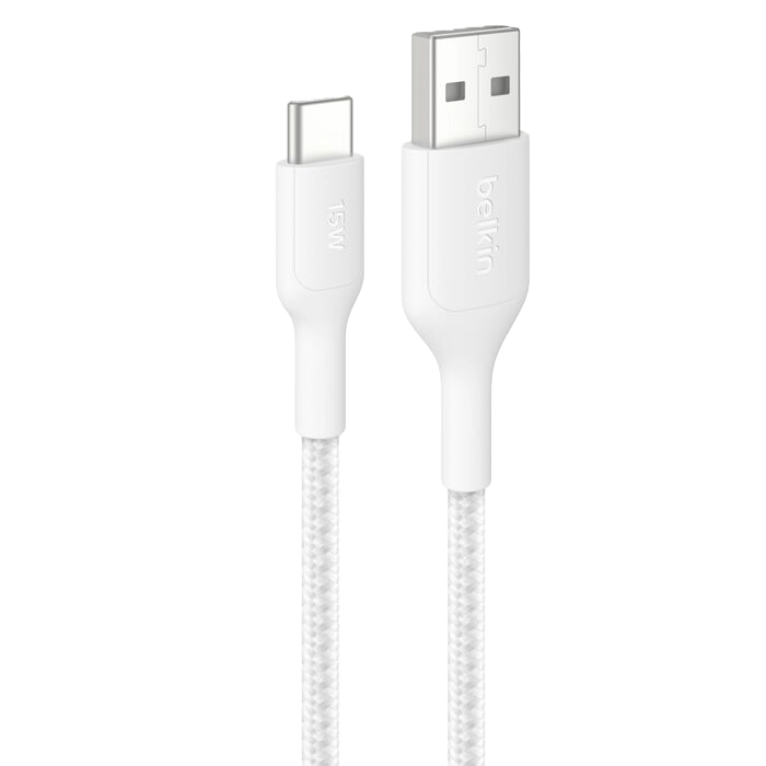 BoostCharge Pro Braided USB-A to USB-C Cable 15W - 2M (Black/White)