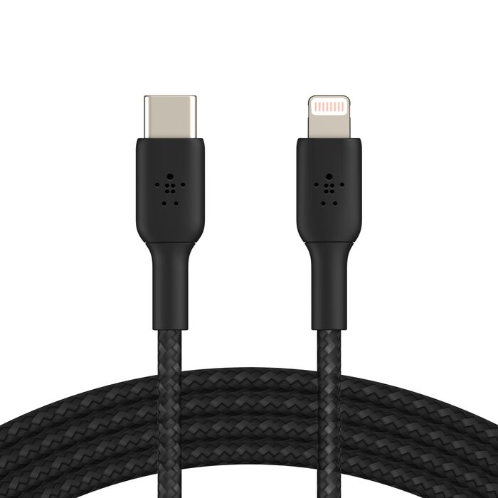 Belkin BoostCharge Braided USB-C to Lightning Cable - 1m (Black/White)