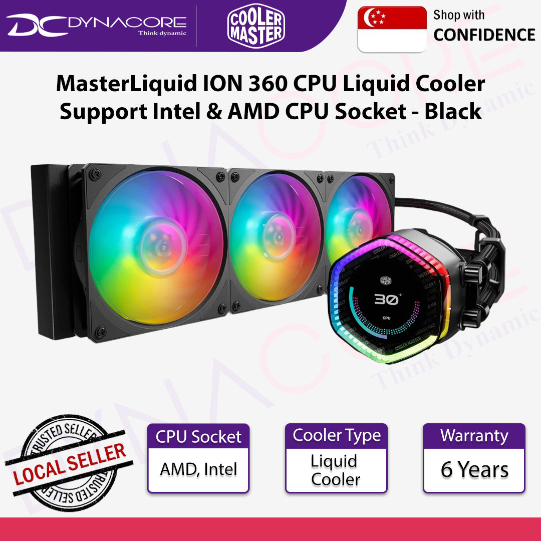 Cooler Master MasterLiquid ION 360 CPU Liquid Cooler Support Intel & AMD CPU Socket Black - 4719512146507