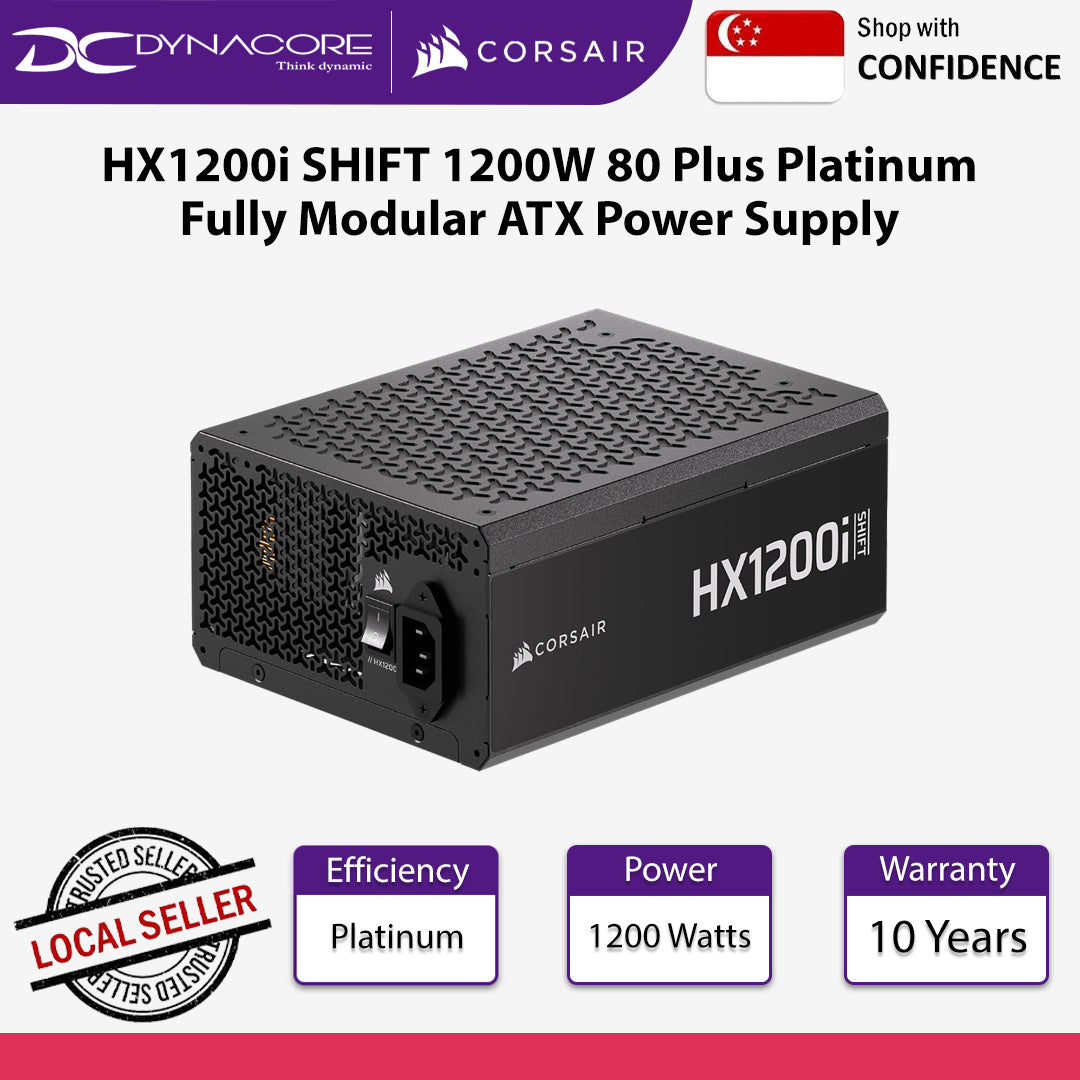 Corsair HX1200i SHIFT 1200W ATX3.1 80 Plus Platinum Fully Modular ATX Power Supply - 840006602613