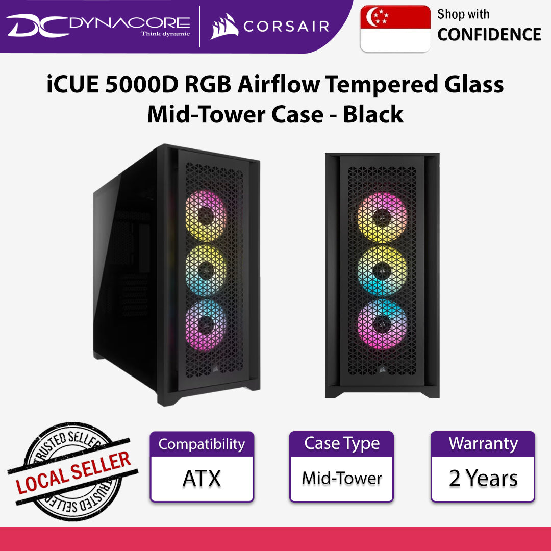 Corsair iCUE 5000D RGB Airflow Tempered Glass Mid-Tower Case Black - CS-CC-9011242-WW