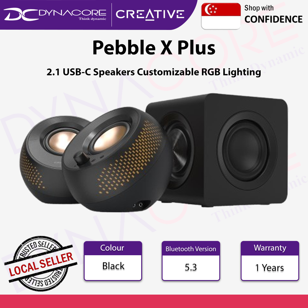 Creative Pebble X Plus - PREMIUM 2.1 USB-C Computer Speakers with Subwoofer and Customizable RGB Lighting - 5390660196164