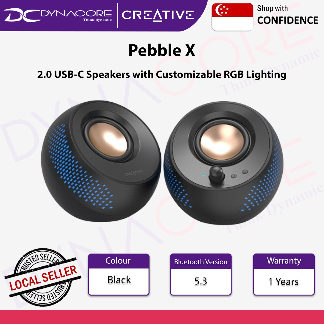 Creative Pebble X - PREMIUM 2.0 USB-C Computer Speakers with Customizable RGB Lighting - 5390660196157