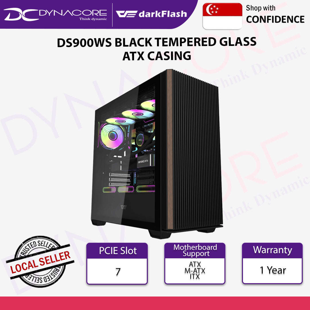 DarkFlash DS900WS ATX PC Case BLACK - Fans not Included - DFDS900WS
