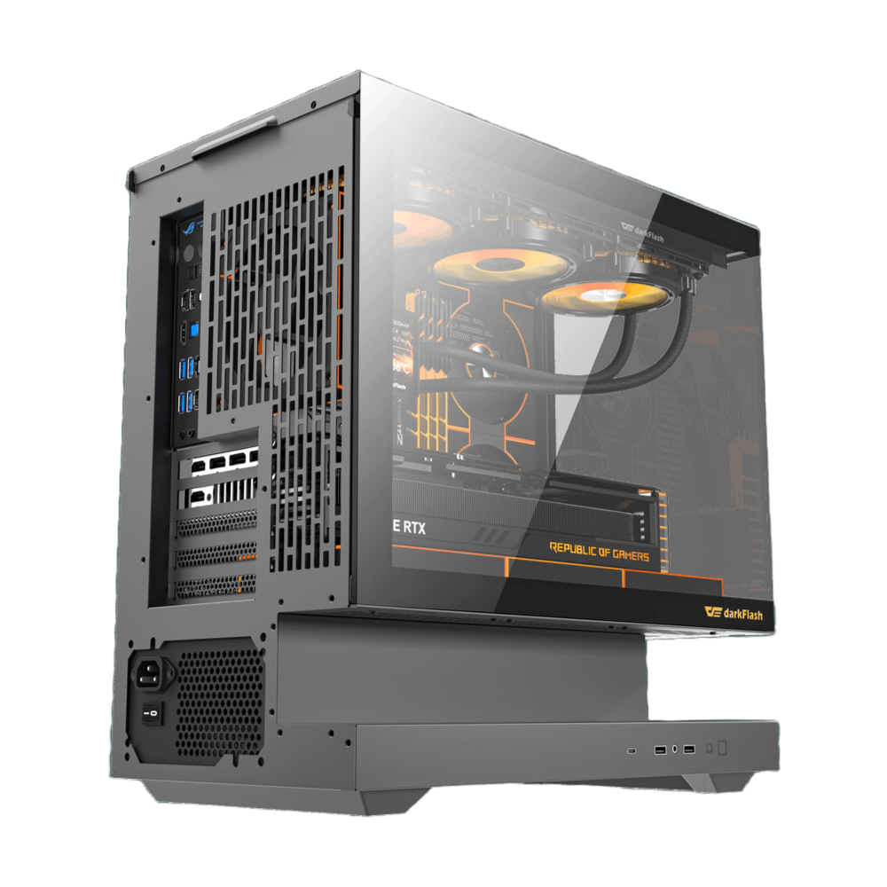 DarkFlash FLOATRON F1 Micro-ATX PC Case Floating Base High-Airflow Black - F1 BLACK (6FANS)