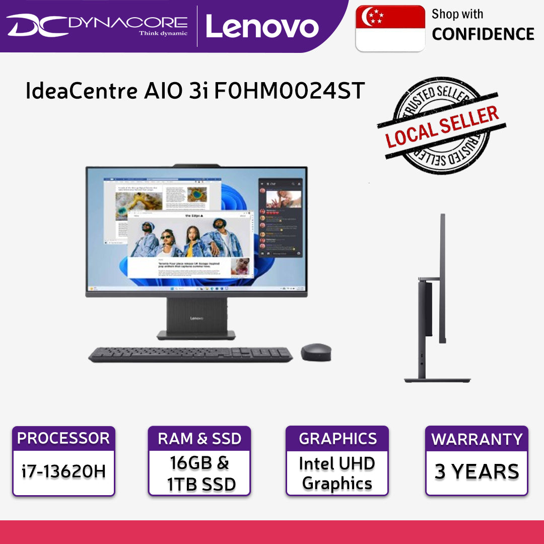 LENOVO IdeaCentre AIO 3i F0HM0024ST 27" Touch Screen (Intel Core i7-13620H/16GB/1TB SSD/Intel UHD/ 27" FHD-TOUCH/WIN11Home) 3YEARS ON-SITE WARRANTY BY LENOVO - F0HM0024ST