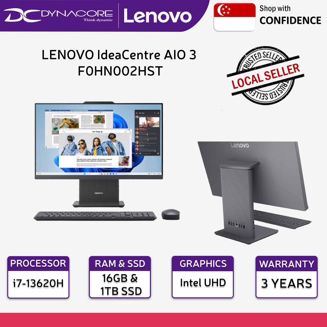 LENOVO IdeaCentre AIO 3 F0HN002HST (i7-13620H/16GB/1TB/UHD/23.8" FHD-TOUCH/WIN11H) 3YR ON-SITE WARRANTY - F0HN002HST