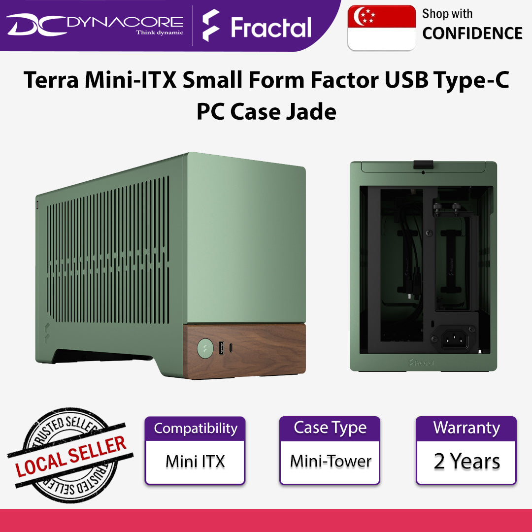 Fractal Design Terra Mini-ITX Small Form Factor USB Type-C PC Case Jade - FDTERRAJADE