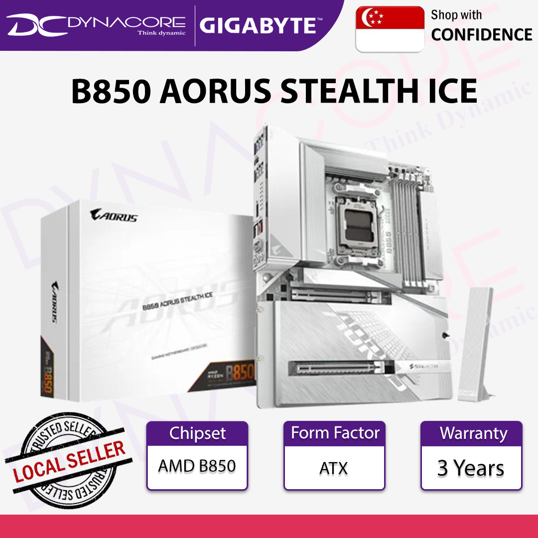 Gigabyte B850 AORUS STEALTH ICE DDR5 PCIe 5.0 USB-C WIFI7 AMD AM5 ATX Motherboard - 4719331873103