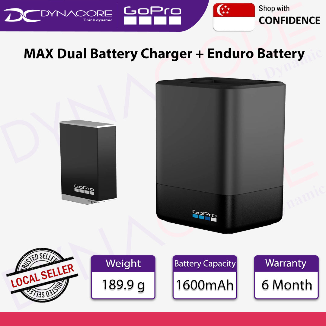 Gopro ACDBD-011-AS MAX Dual Battery Charger + Enduro Battery - 818279029420