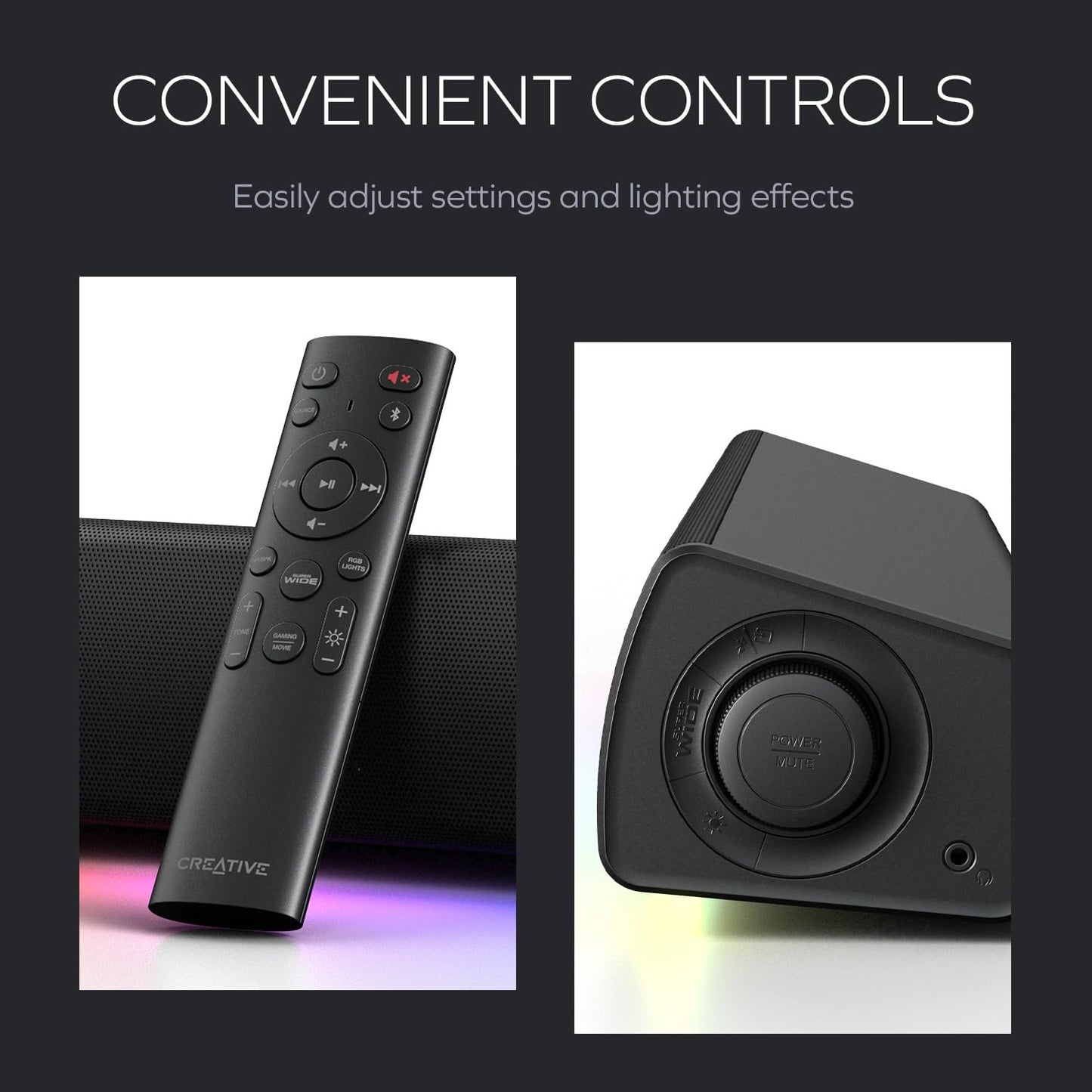 Creative Sound Blaster GS5 - Versatile RGB Gaming Soundbar with SuperWide™ Technology - 5390660196362