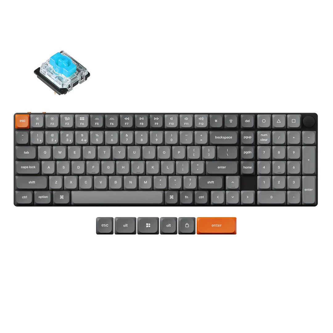 Keychron K17 Max QMK/VIA Wireless Hot-Swappable Low Profile Custom Mechanical Keyboard - Gateron Switches Red / Blue / Brown - 4895248888208 / 4895248888215 / 4895248888222