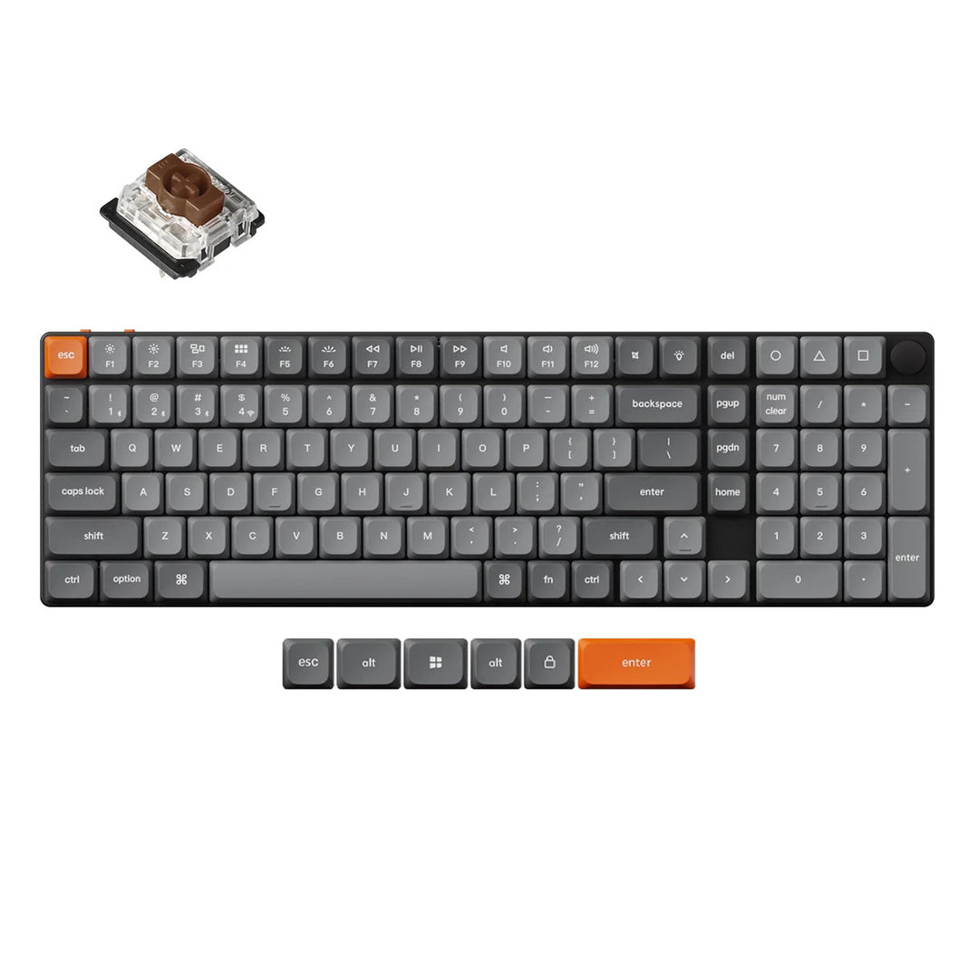 Keychron K17 Max QMK/VIA Wireless Hot-Swappable Low Profile Custom Mechanical Keyboard - Gateron Switches Red / Blue / Brown - 4895248888208 / 4895248888215 / 4895248888222