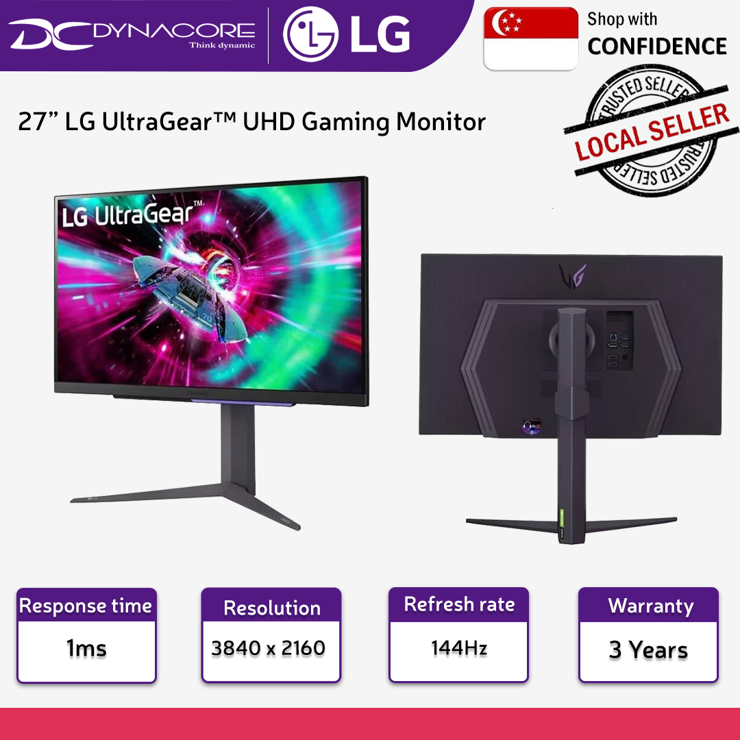 LG 27GR93U-B 27” LG Ultra Gear™ UHD Gaming Monitor with 144Hz Refresh Rate - LG27GR93U-B