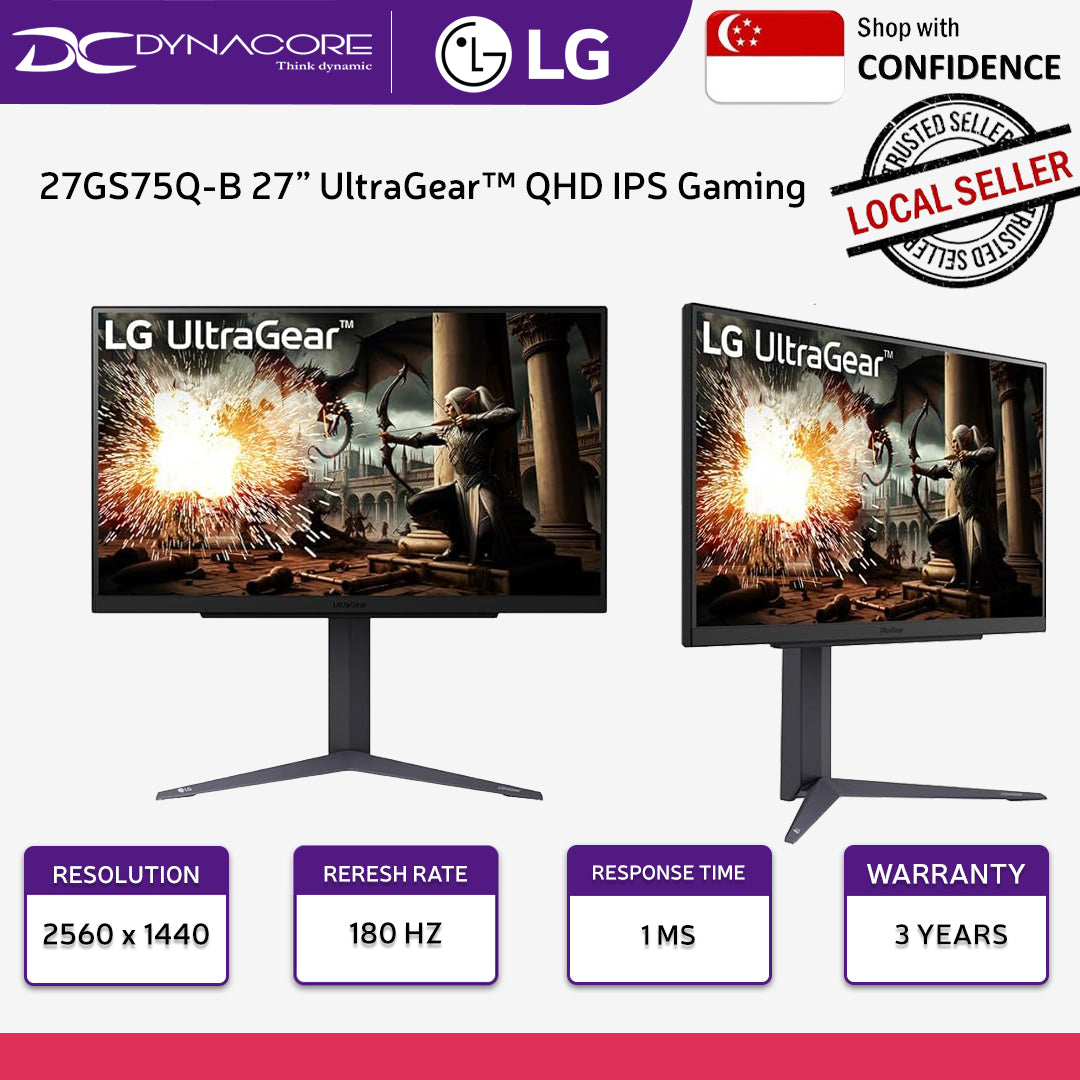 LG 27GS75Q-B 27” Ultra Gear™ QHD IPS 200Hz gaming monitor | 1ms (GtG), HDR10 - LG27GS75Q-B