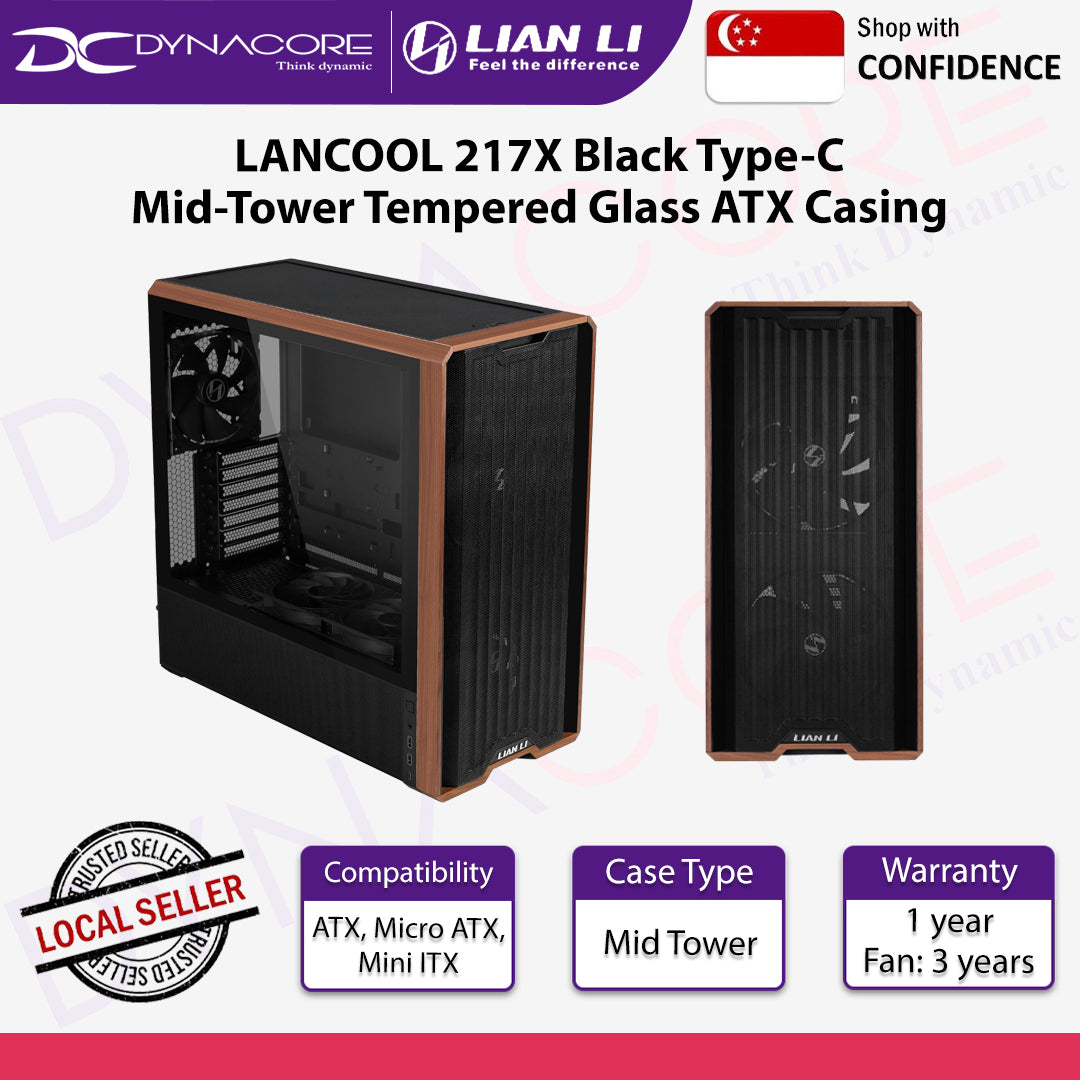 Lian Li LANCOOL 217X Black Type-C Mid-Tower Tempered Glass ATX Casing - LIANLILC217XBLK