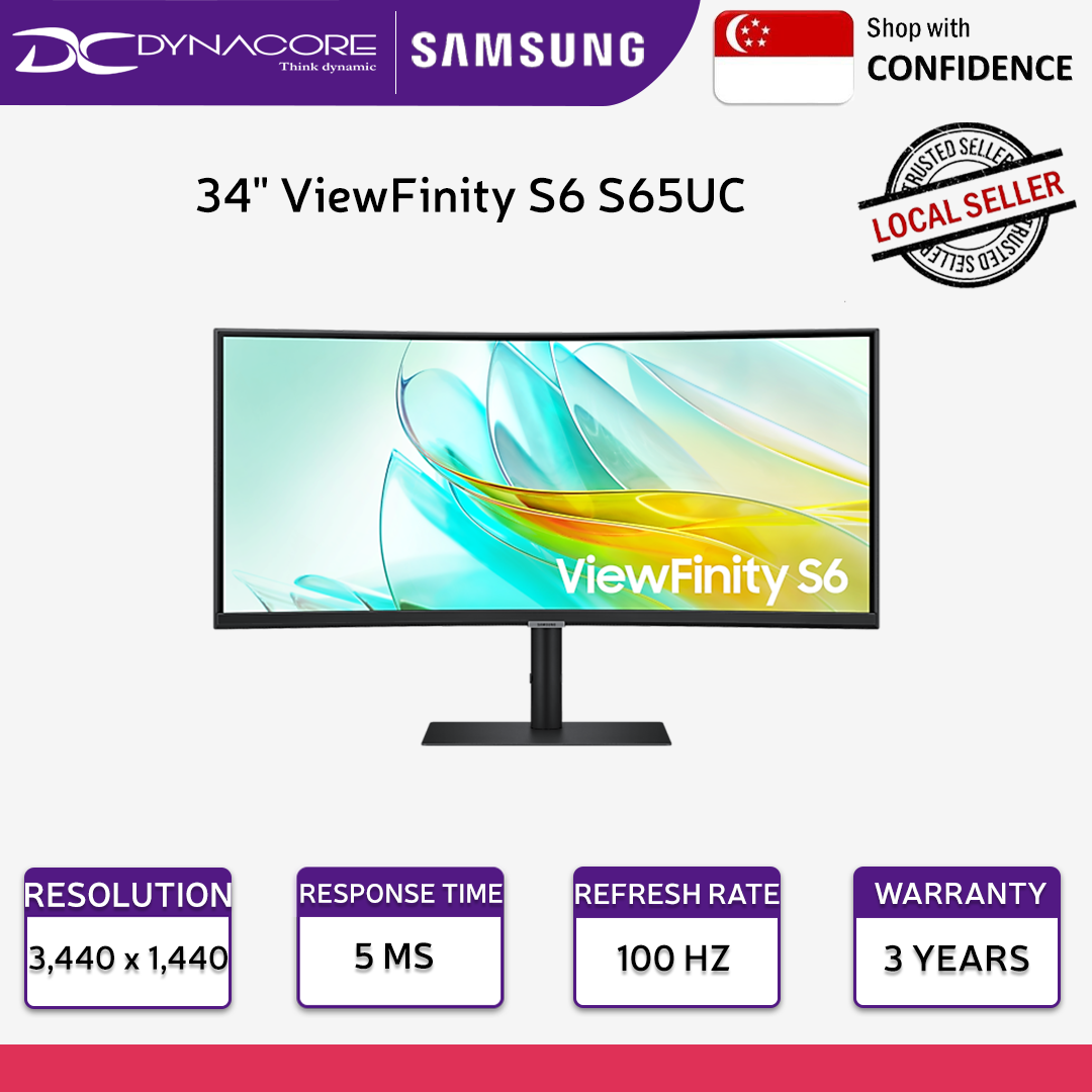 SAMSUNG 34" View Finity S6 S65UC WQHD Monitor - LS34C650UAEXXS