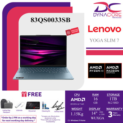 LENOVO YOGA SLIM 7 83QS0033SB (AMD RYZEN AI 7 445 6C/16GB LP-RAM/1TB SSD/AMD RADEON 840M/14"WUXGA OLED/WIN11H) - 83QS0033SB